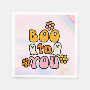Boo to You Retro Halloween Napkin