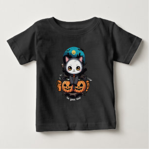 Boo to You Too Cute Cat Bat Wings & Pumpkin Baby T-Shirt