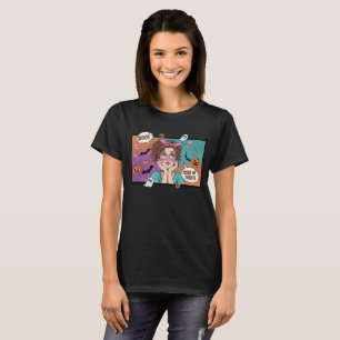 “Boo! Trick or Treat!” Comic Panel Halloween Tee