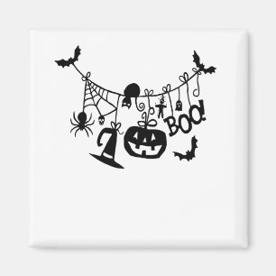 Boo Trick or Treat Halloween Bats, Pumpkins Magnet