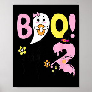 Boo Two 2nd Birthday Girls-Funny Halloween Ghost Poster
