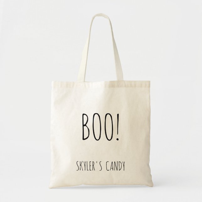 Boo typography personalized cute Halloween kids Tote Bag (Front)