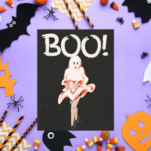 Boo! Vintage Ghost Costume Halloween Holiday Postcard