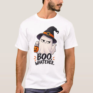 Boo Whatever Funny Grumpy Ghost Witch Halloween T-Shirt