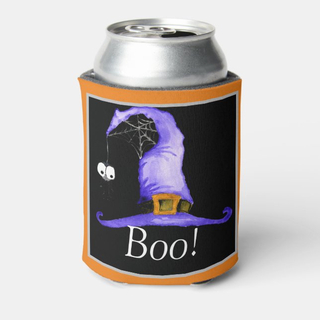 Boo! Whimsical Witches' Hat  Can Cooler (Can Back)