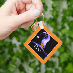 Boo! Whimsical Witches' Hat   Keychain