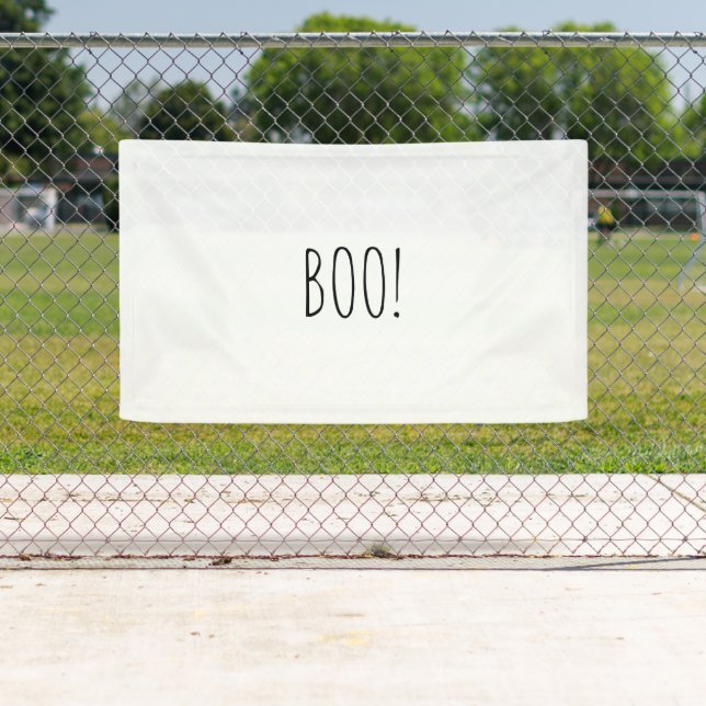Boo white spooky minimalist Halloween backdrop Banner (Insitu)