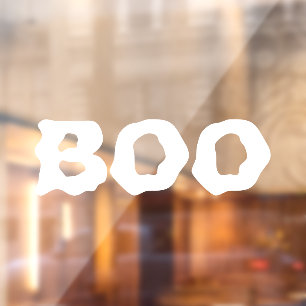 Boo white spooky scary funny typography Halloween Window Cling