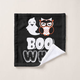 Boo Who Funny Ghost And Owl Friends Joke Halloween Wash Cloth