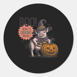 Boo Who's Oinking There Halloween Funny Pig Lovers Classic Round Sticker