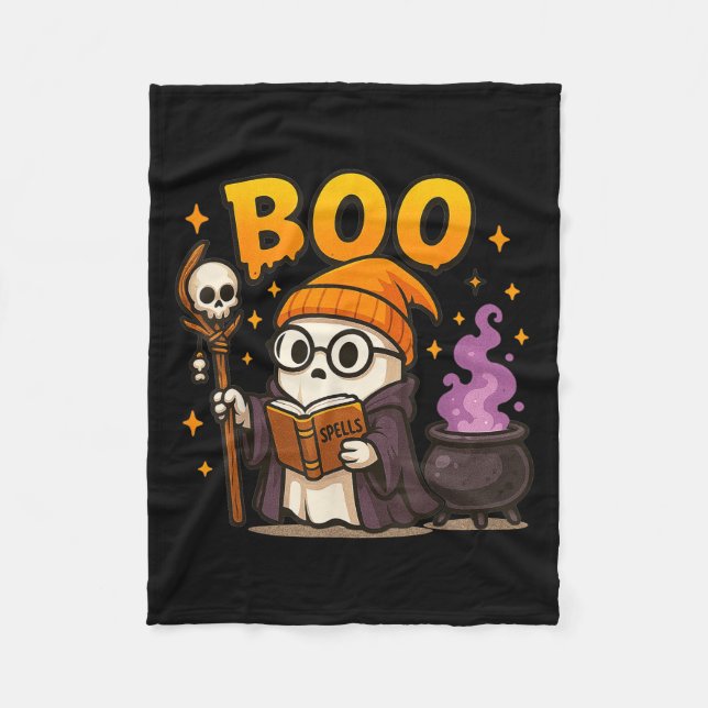 Boo Witch Ghost Halloween Cute Ghost Trick Or Trea Fleece Blanket (Front)