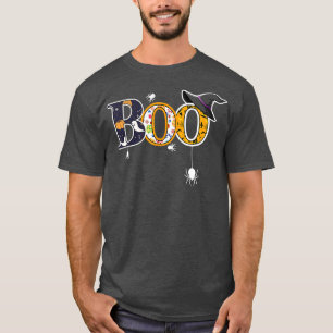 Boo With Spiders And Witch Hat Halloween Men Women T-Shirt