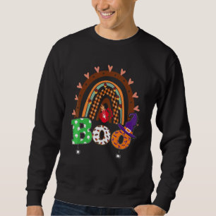 Boo With Spiders And Witch Hat Halloween Rainbow Sweatshirt