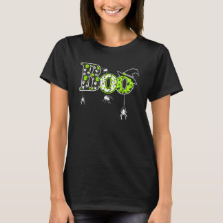 Boo With Spiders And Witch Hat Halloween T-Shirt