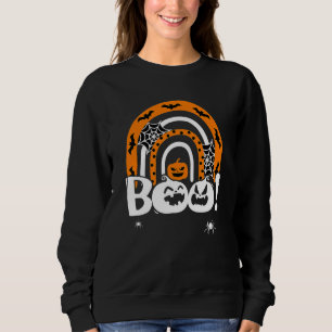 Boo With Spiders And Witch Hat Rainbow Halloween P Sweatshirt