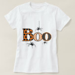 BOO with Spiders Halloween T-Shirt<br><div class="desc">So cute is this.. Large Boo with fun patterns... all items can be personalized... . all coordinating items are in my shop... check them out!!</div>