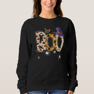Boo With Spiders Witch Hat Halloween Costume Party Sweatshirt