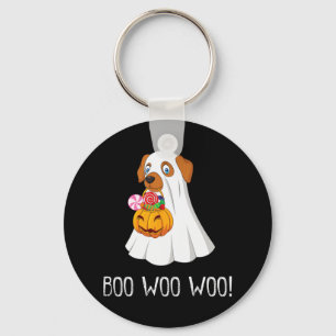 Boo Woo Woo Fun Cute Halloween Ghost Dog Women Tee Keychain