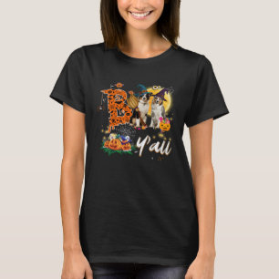 Boo Y all Cute Australian Shepherd Dog Loves Moon  T-Shirt