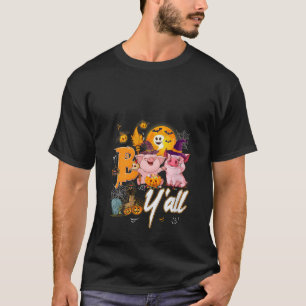 Boo Y all Cute Pig Witch Hat Pumpkin Farm Hallowee T-Shirt