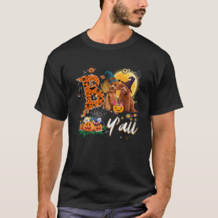 Boo Y all Cute Poodle Dog Loves Moon Hat Witch Hal T-Shirt