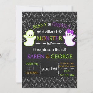 Boo-y ou Ghoul Halloween Invitation de révélation 