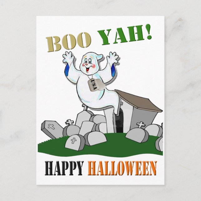 Boo Yah ! Bonne carte postale Halloween (Devant)
