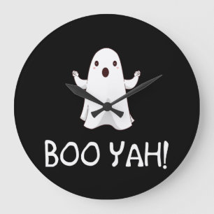 Boo Yah Funny Halloween Ghost Large Clock