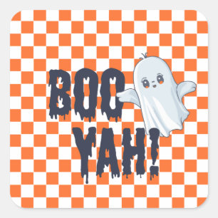 Boo-yah ghost square sticker