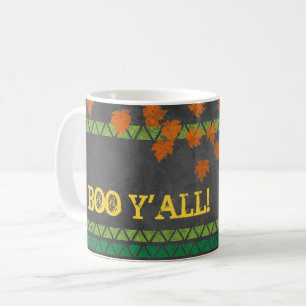 BOO Y'ALL Chalkboard Fall Leaves Halloween Fun Coffee Mug