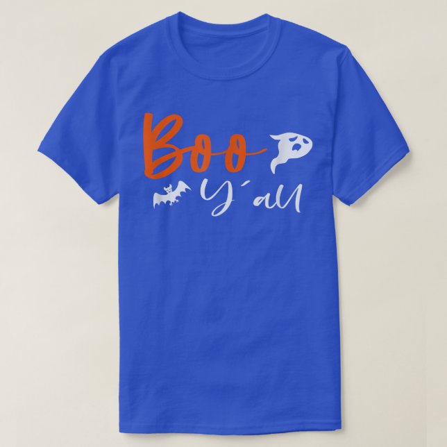 Boo Y'all Ghosts Scary Witch Pumpkin Funny Hallowe T-Shirt (Design Front)