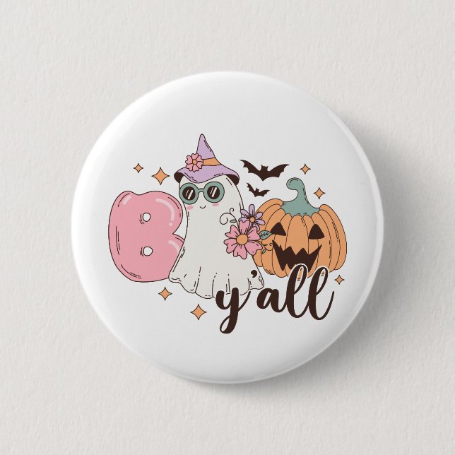 Boo Y'All Halloween 2 Inch Round Button (Front)
