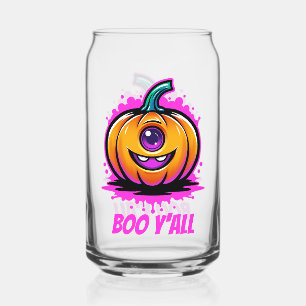 Boo Y'All, spooky adorable Halloween design Can Glass