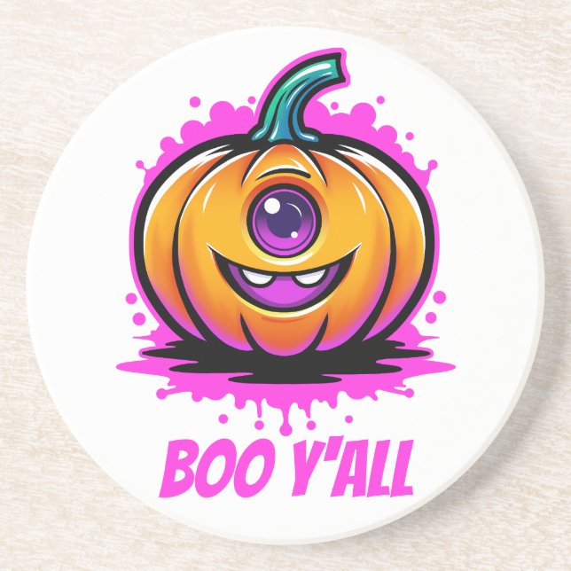 Boo Y'All, spooky adorable Halloween design Coaster (Front)