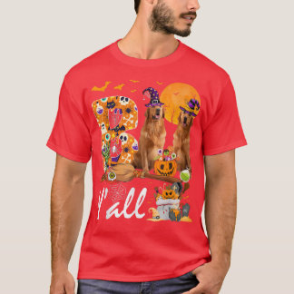 Boo Yall Three Golden Retriever Dogs Halloween Cos T-Shirt