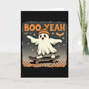 Boo Yeah Halloween Funny Spooky Ghost Skateboard Card