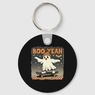 Boo Yeah Halloween Funny Spooky Ghost Skateboard Keychain