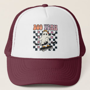 Boo Yeah - Retro Cute Ghost Skateboard  Trucker Hat