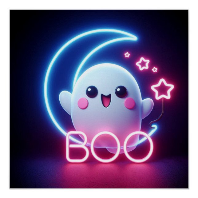 BOO Yellow Halloween Ghost  Poster (Front)