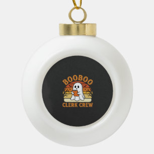 Booboo Clerk Crew Halloween Ghost Design_1 Ceramic Ball Christmas Ornament