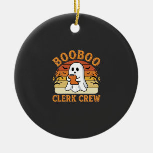 Booboo Clerk Crew Halloween Ghost Design_1 Ceramic Ornament