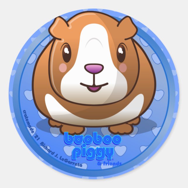 Booboo Piggy Round bleu sticker (Devant)