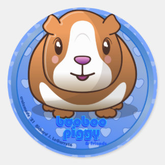 Booboo Piggy Round blue sticker