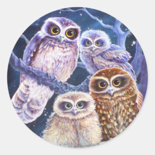 Boobook Owl Family Classic Round Sticker