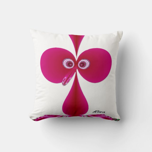 Booby Bird Pink Throw Pillow (Front)