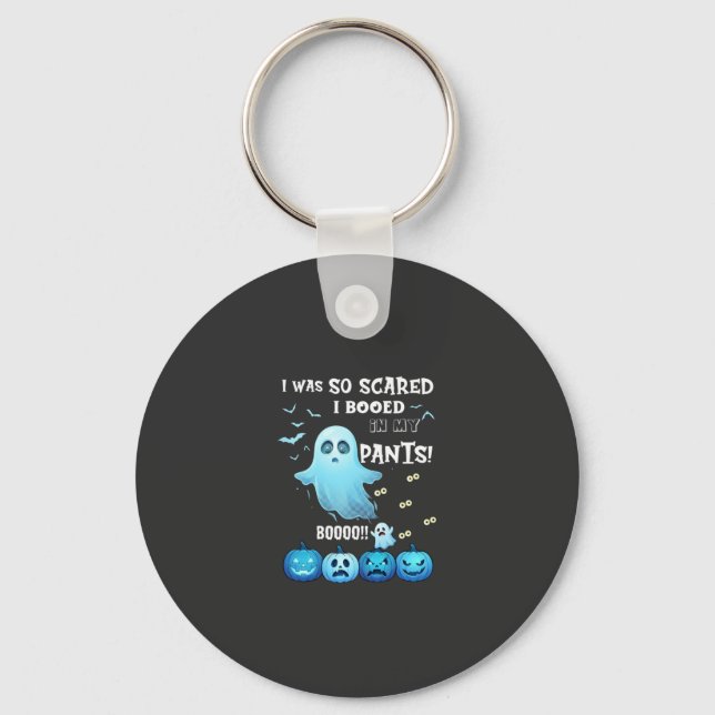 Booed Pants Halloween Ghost Blue Pumpkins Keychain (Front)