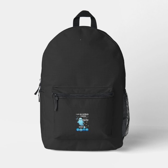 Booed Pants Halloween Ghost Blue Pumpkins Printed Backpack (Front)