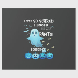 Booed Pants Halloween Ghost Blue Pumpkins Wrapping Paper