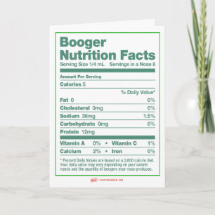 Booger Nutrition Facts Holiday Greeting Card
