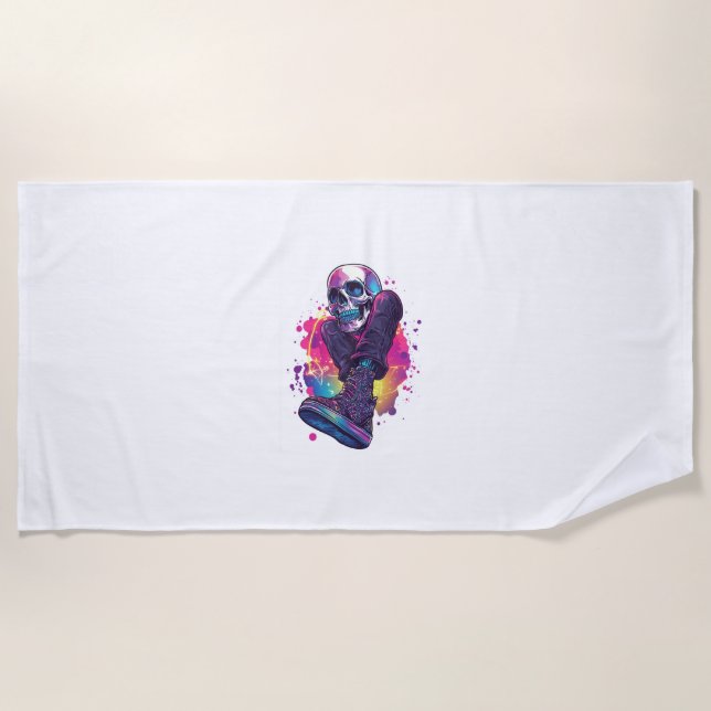 Boogie Bones � Funny 70s Disco Skull Beach Towel (Front)